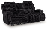 Rhine Falls Onyx Velvet Power Reclining Sofa with Drop Down Table
