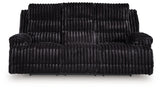 Rhine Falls Onyx Velvet Power Reclining Sofa with Drop Down Table
