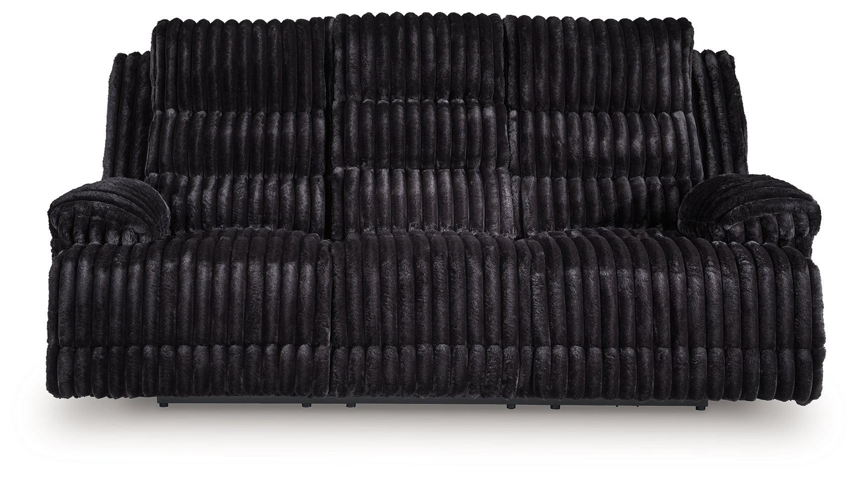 Rhine Falls Onyx Velvet Power Reclining Sofa with Drop Down Table