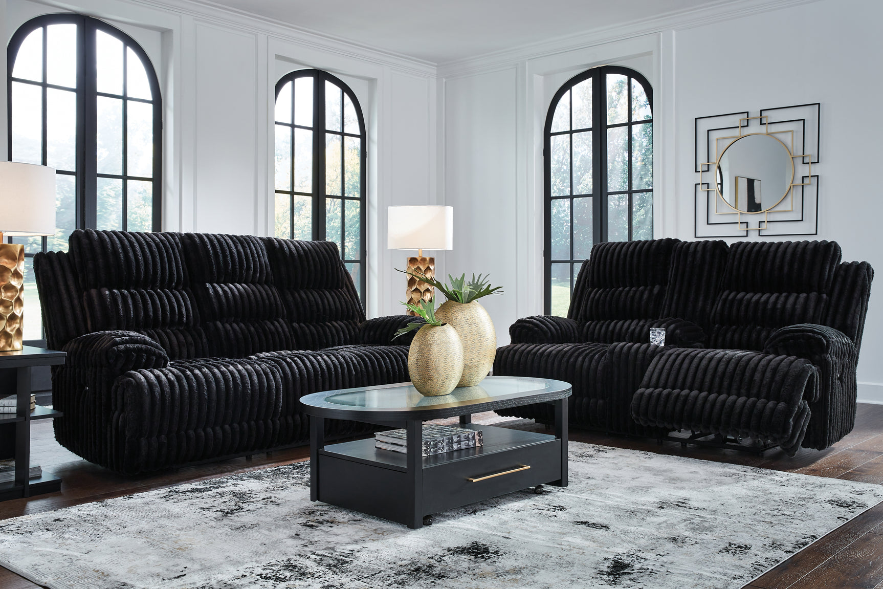 Rhine Onyx Falls Sofa and Loveseat