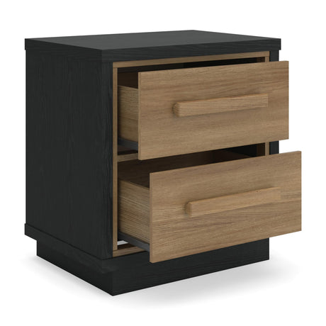 Kozmour Black/Brown Nightstand — angled view