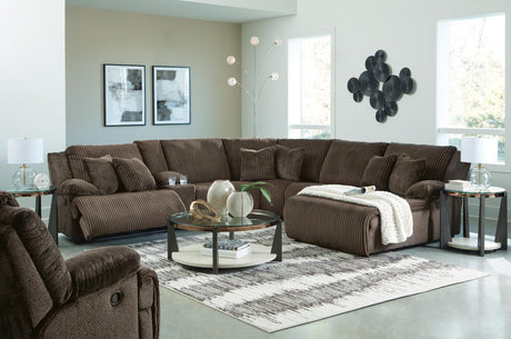 Top Chocolate 6-Piece Sectional with Recliner — product view