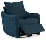 McBurg Navy Microfiber Swivel Power Recliner