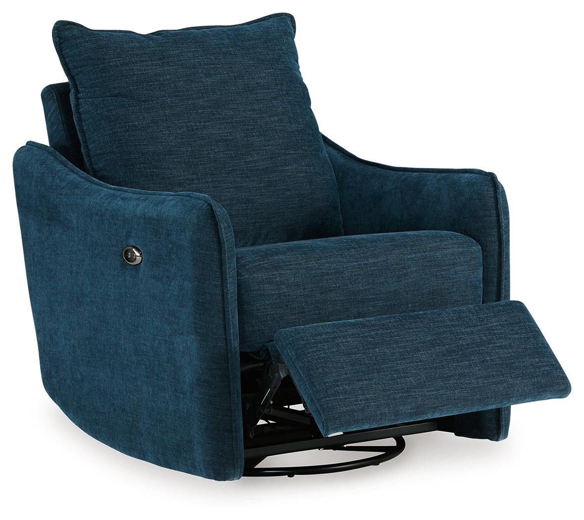 McBurg Navy Microfiber Swivel Power Recliner