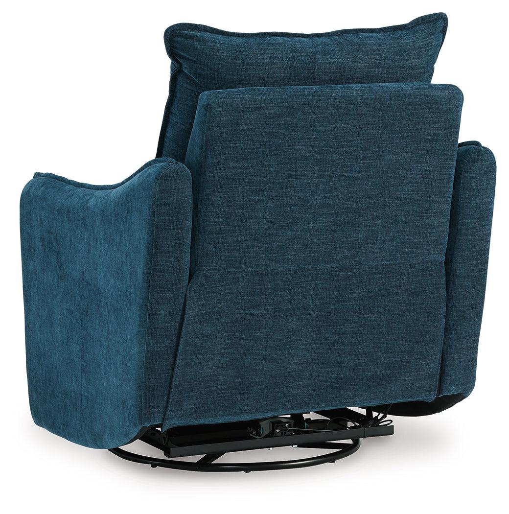 McBurg Navy Microfiber Swivel Power Recliner