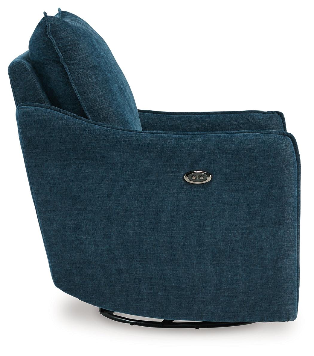McBurg Navy Microfiber Swivel Power Recliner
