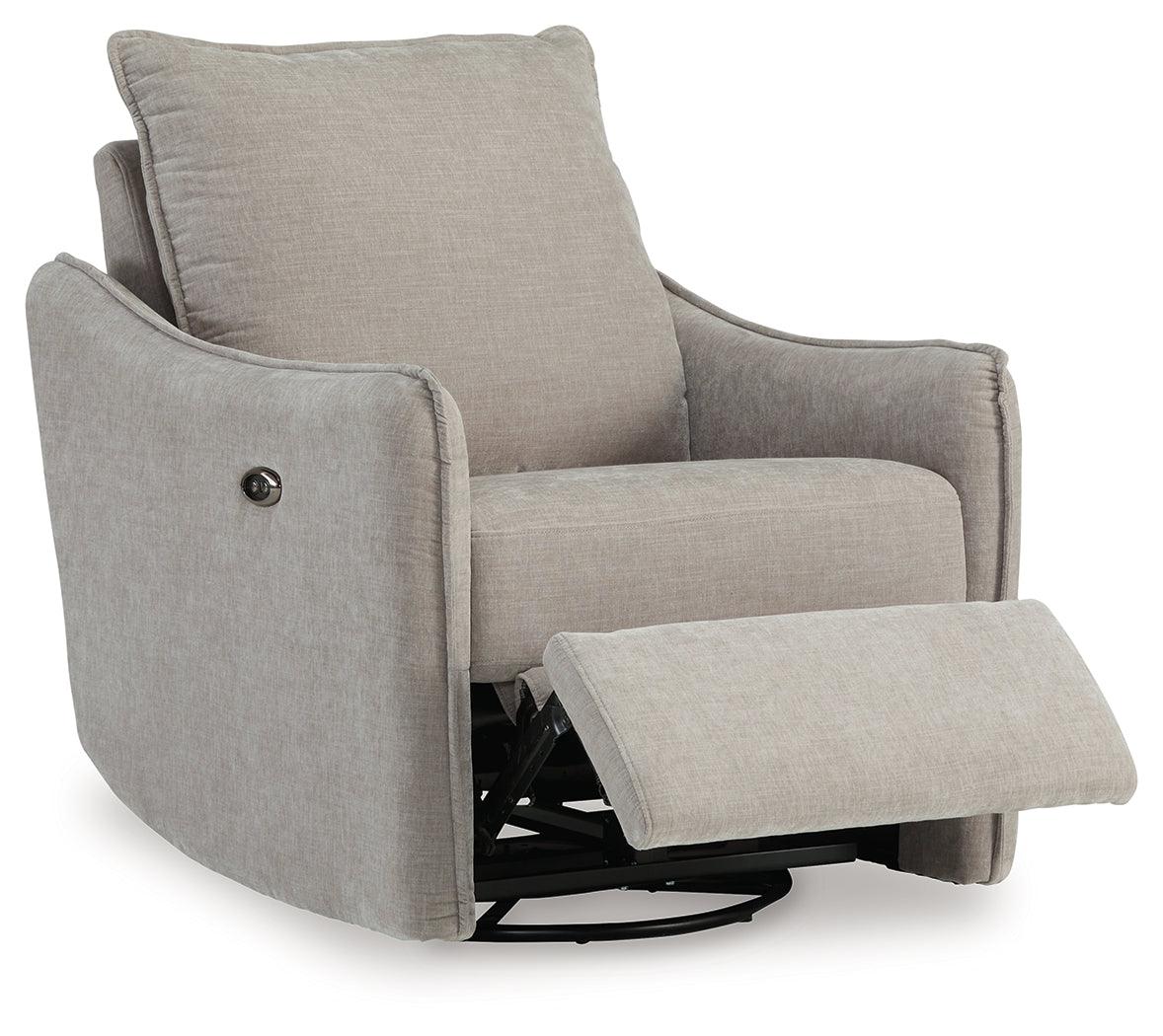 McBurg Taupe Microfiber Swivel Power Recliner