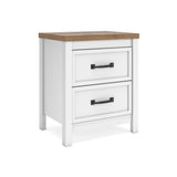 Kerisden White/Brown Nightstand — angled view