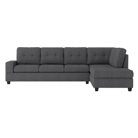 Dark Gray Traditional Modern Solid Wood And Plywood Fabric Upholstered Tufted Sectional - Ella Furniture
