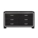 Bellante Black Modern Contemporary Solid Wood And Veneers Bookcase Storage LED Bedroom Set - Ella Furniture