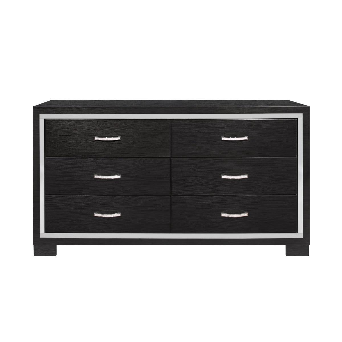 Bellante Black Modern Contemporary Solid Wood And Veneers Bookcase Storage LED Bedroom Set - Ella Furniture