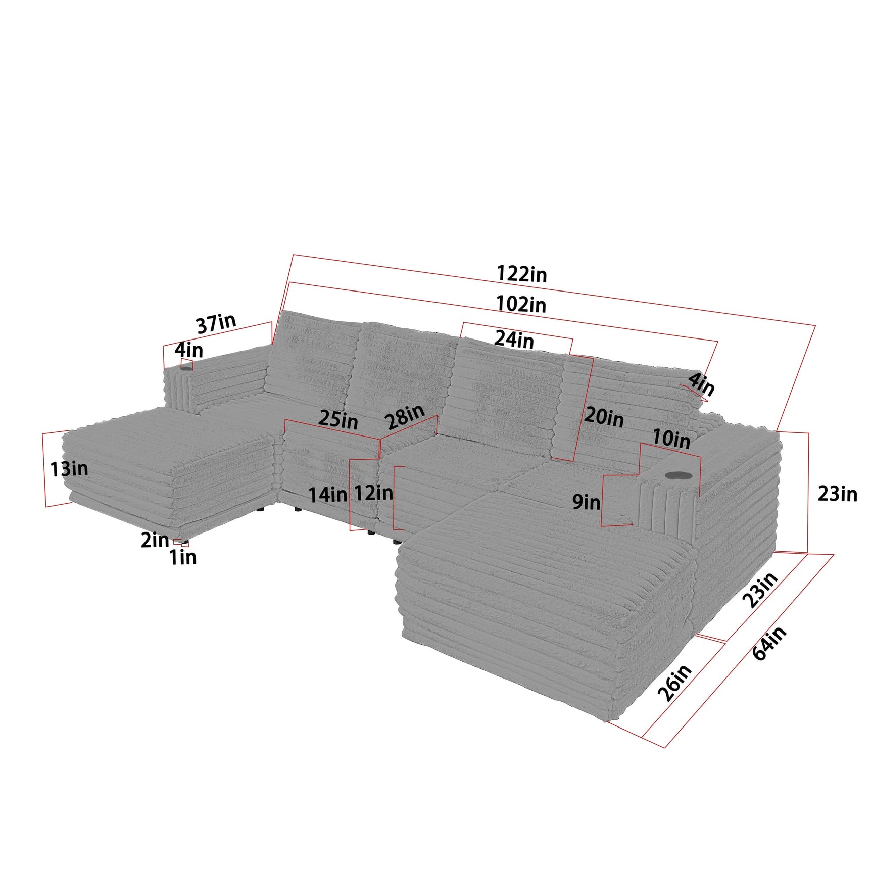 Nuve Black Modular Sectional