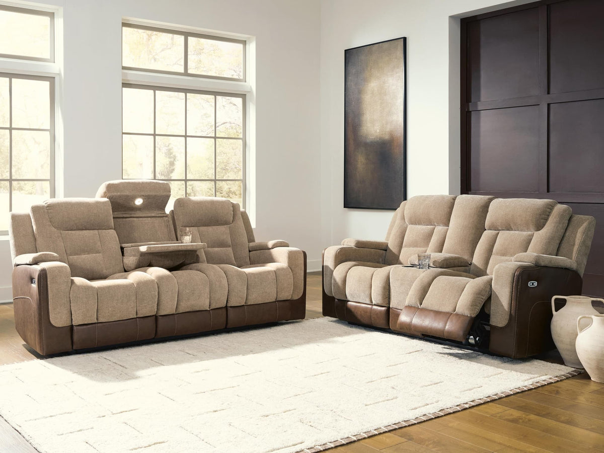 Mixed Brownstone Motion Sofa and Loveseat — product view