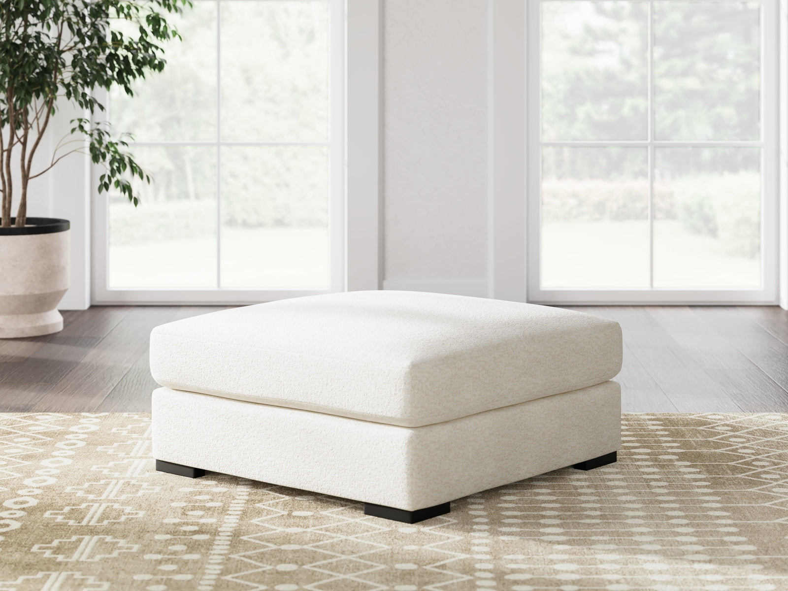 Donelson Creek Vanilla Performance Fabric,Next-Gen Nuvella™,Chenille Oversized Accent Ottoman