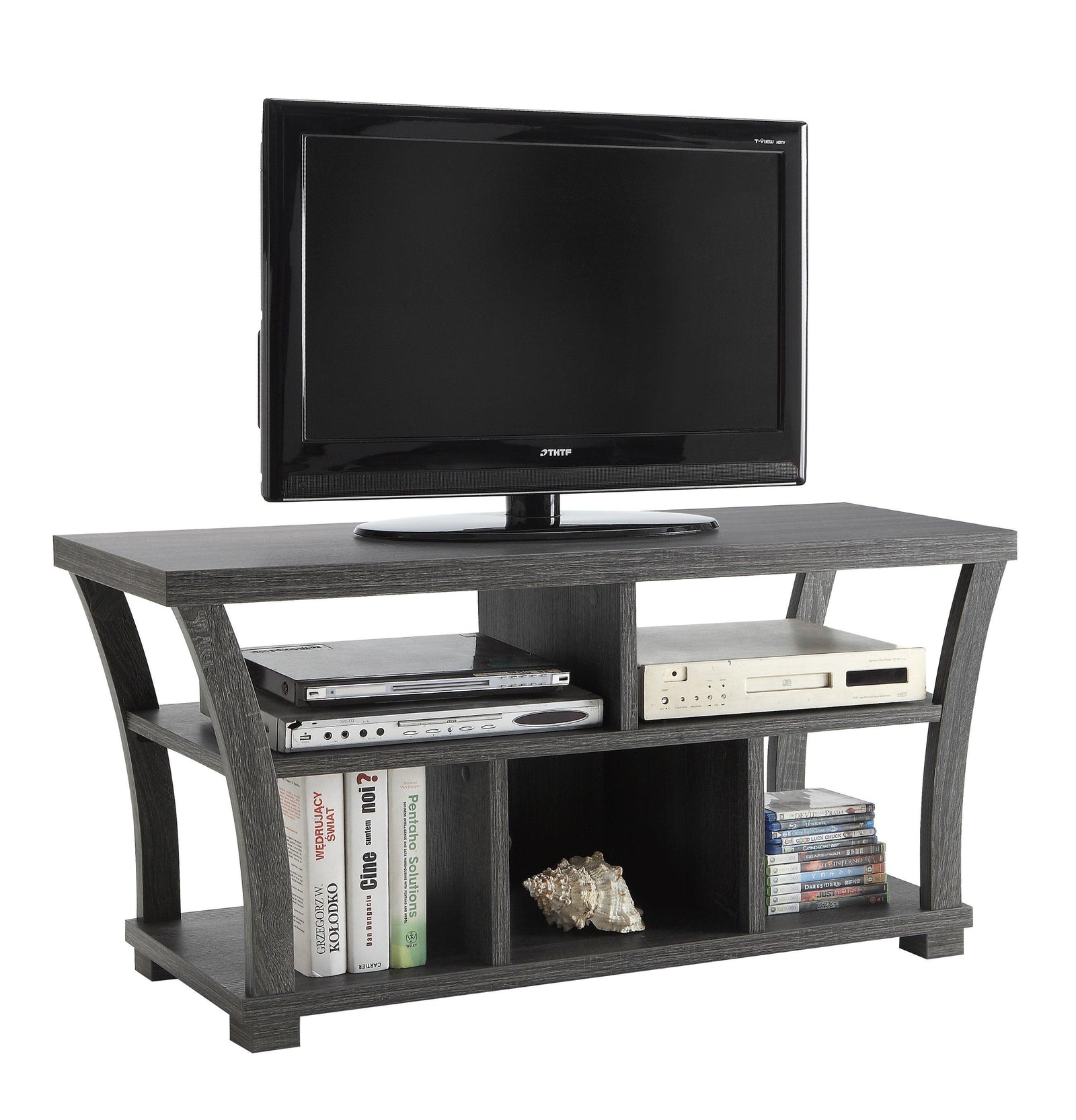 Draper Grey Finish Sleek Modern Tv Stand, Contemporary Style, Media Consoles and Credenzas Wood for Living Room - Ella Furniture