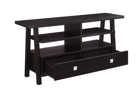 Jarvis Sleek And Modern Dark Brown Tv Stand Assembled Drawers, Media Consoles, Entertainment Cabinets, Angled Legs And Metal Drawer with Storage Doors for Living Room - Ella Furniture