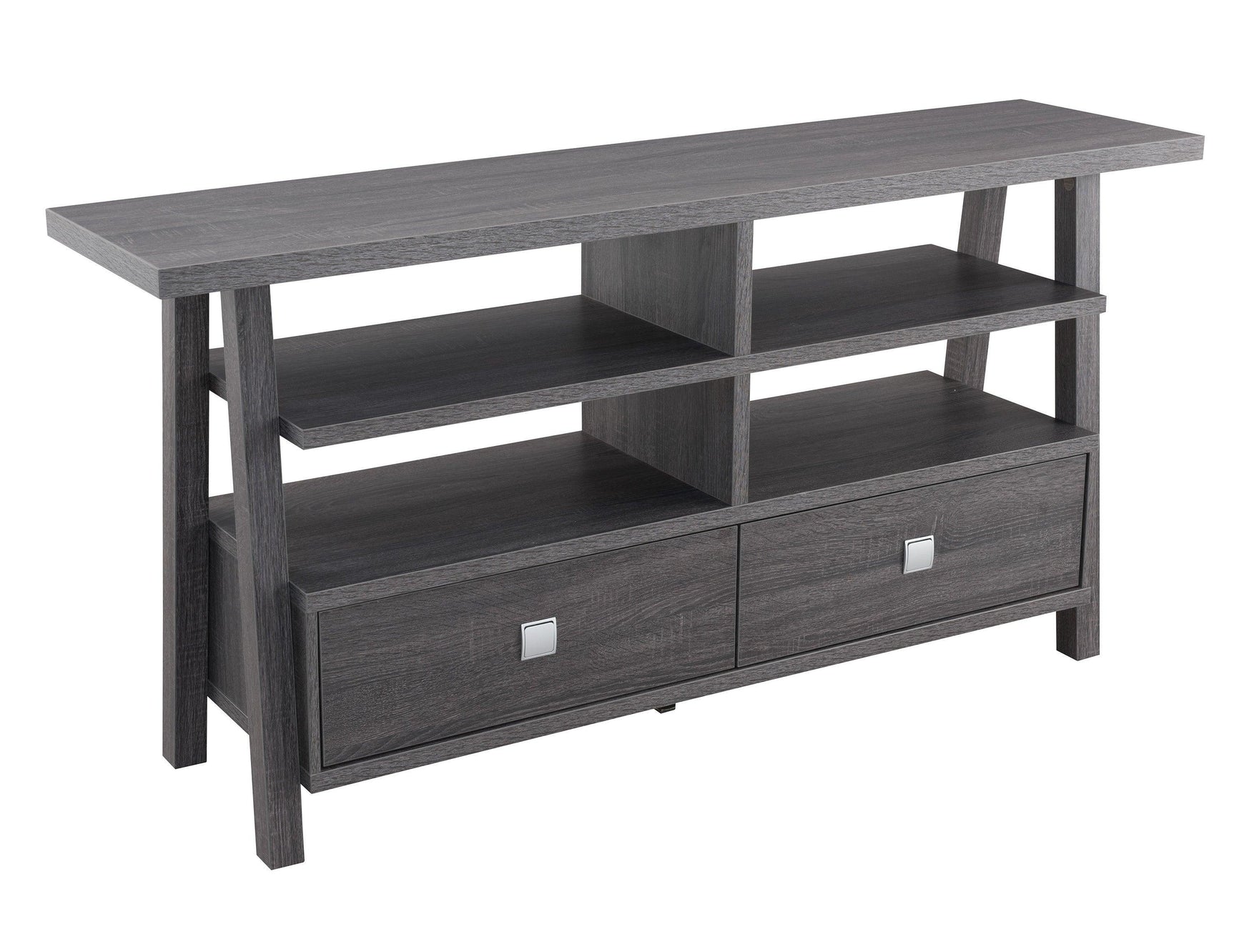 Jarvis Sleek And Modern Dark Brown Tv Stand Assembled Drawers, Media Consoles, Entertainment Cabinets, Angled Legs And Metal Drawer with Storage Doors for Living Room - Ella Furniture