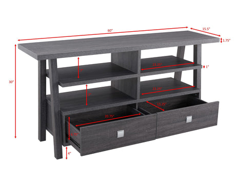 Jarvis Sleek And Modern Dark Brown Tv Stand Assembled Drawers, Media Consoles, Entertainment Cabinets, Angled Legs And Metal Drawer with Storage Doors for Living Room - Ella Furniture