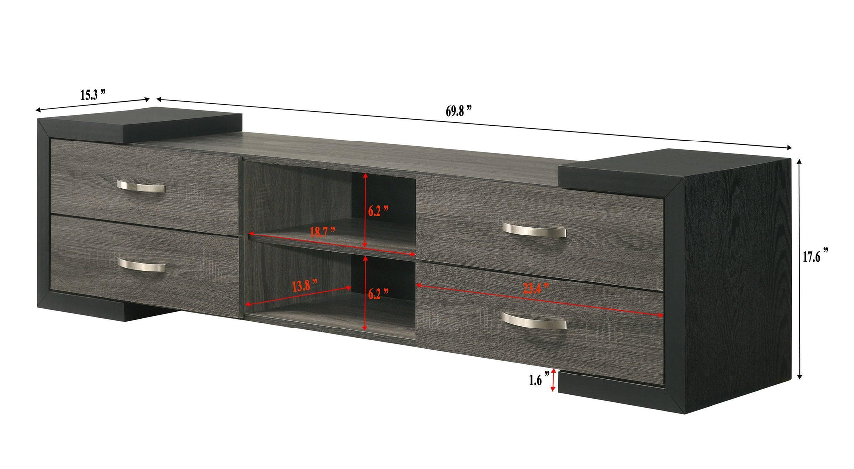 Brant Black Gray TV Stand