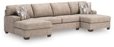 Seyler Lane Hemp Chenille 3-Piece Sectional with Double Chaise