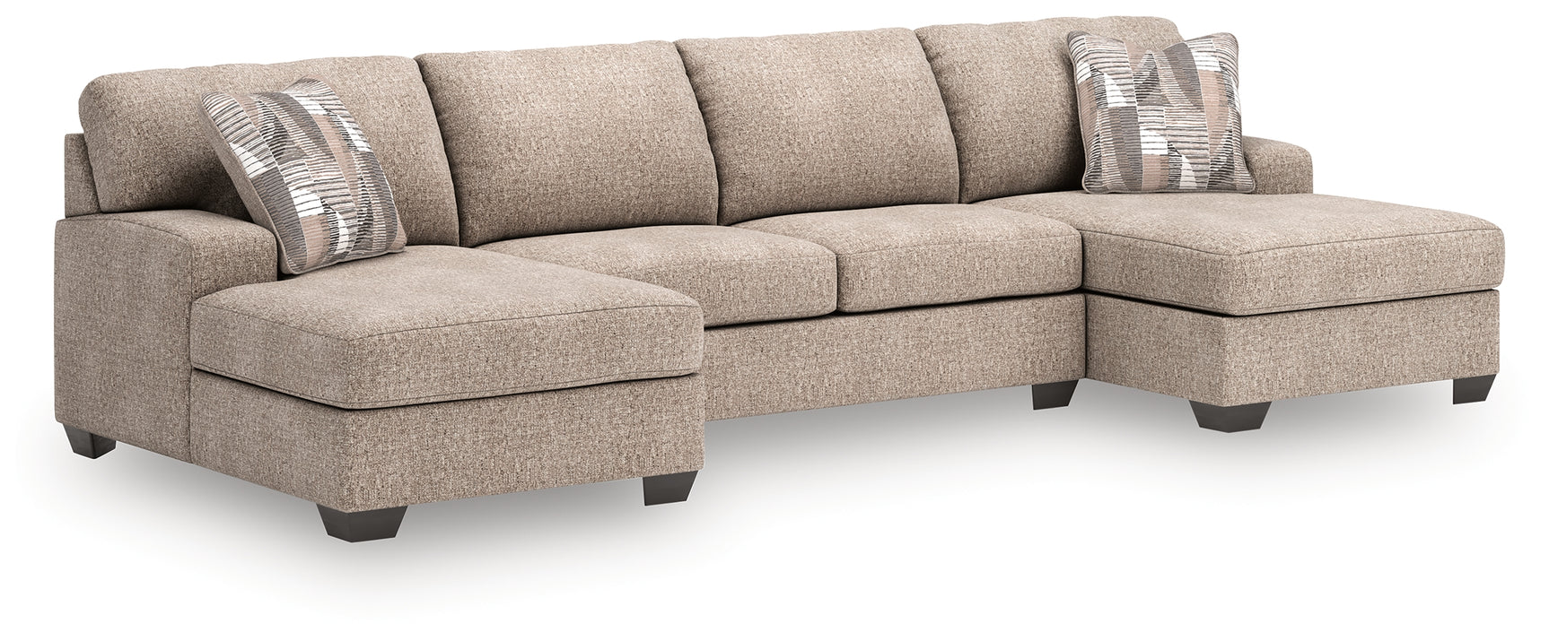 Seyler Lane Hemp Chenille 3-Piece Sectional with Double Chaise
