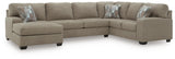 Newellen Hemp Chenille 3-Piece Sleeper Sectional with Chaise
