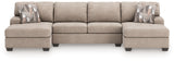 Seyler Lane Hemp Chenille 3-Piece Sectional with Double Chaise
