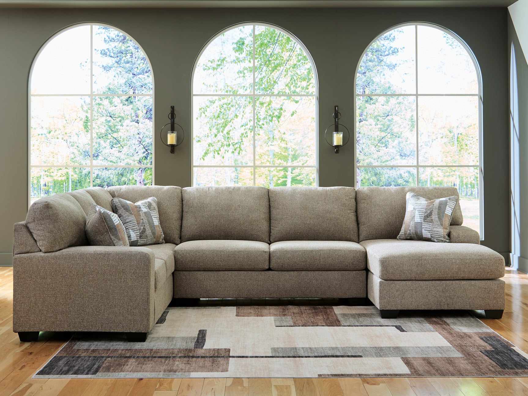 Newellen Hemp Chenille 3-Piece Sleeper Sectional with Chaise