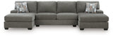Clarington Greystone Chenille 3-Piece Sectional with Double Chaise