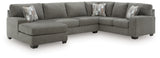 Clarington Greystone Chenille 3-Piece Sectional with Chaise