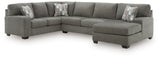 Clarington Greystone Chenille 3-Piece Sectional with Chaise