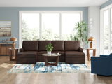McDowlan Coffee Leather 3-Piece Sectional with Double Chaise