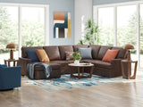 McDowlan Coffee Leather 3-Piece Sectional with Chaise