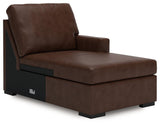 McDowlan Coffee Leather 3-Piece Sectional with Chaise