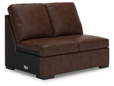 McDowlan Coffee Leather 3-Piece Sectional with Chaise
