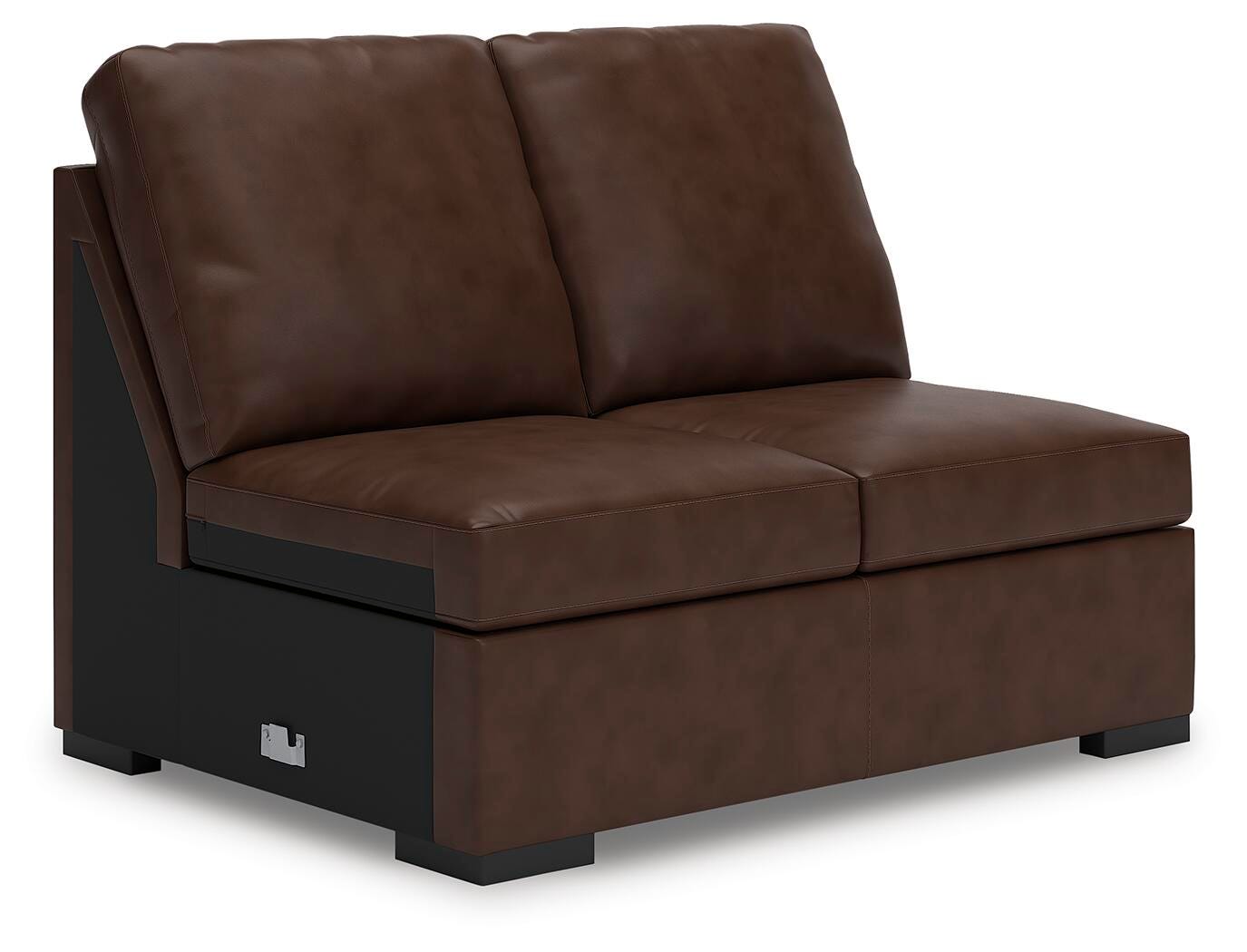 McDowlan Coffee Leather 3-Piece Sectional with Chaise angled view