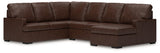 McDowlan Coffee Leather 3-Piece Sectional with Chaise