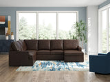 McDowlan Coffee Leather 3-Piece Sectional with Chaise