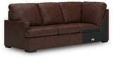 McDowlan Coffee Leather 3-Piece Sectional with Chaise