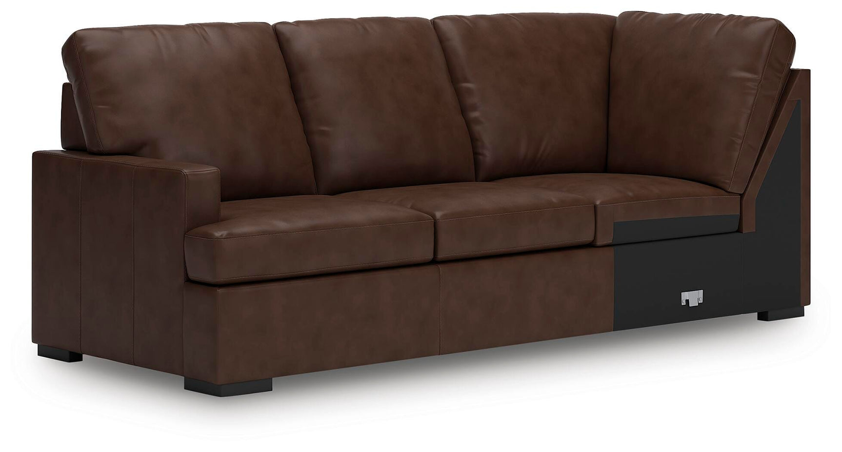 McDowlan Coffee Leather 3-Piece Sectional with Chaise angled view
