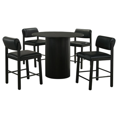 Hamlyn 5-Piece Round Wood Counter Height Dining Set Black — product image 2