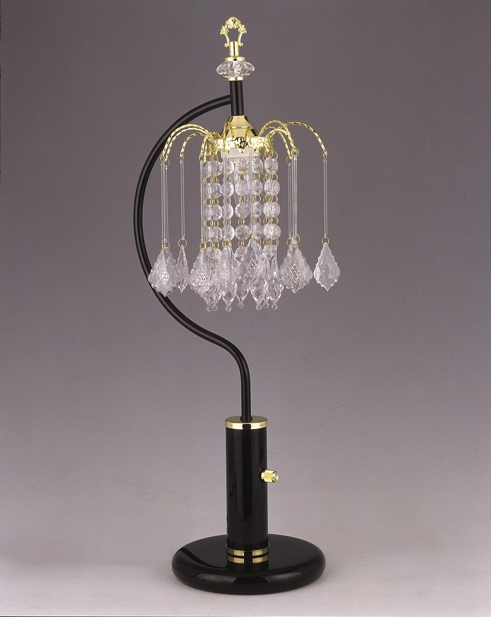 Rain Drop Black Chandelier Gold Finish Metal Crystal Table Lamp - Ella Furniture