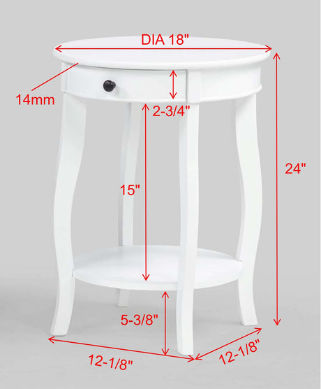 Jacie White Chairside Table view 2