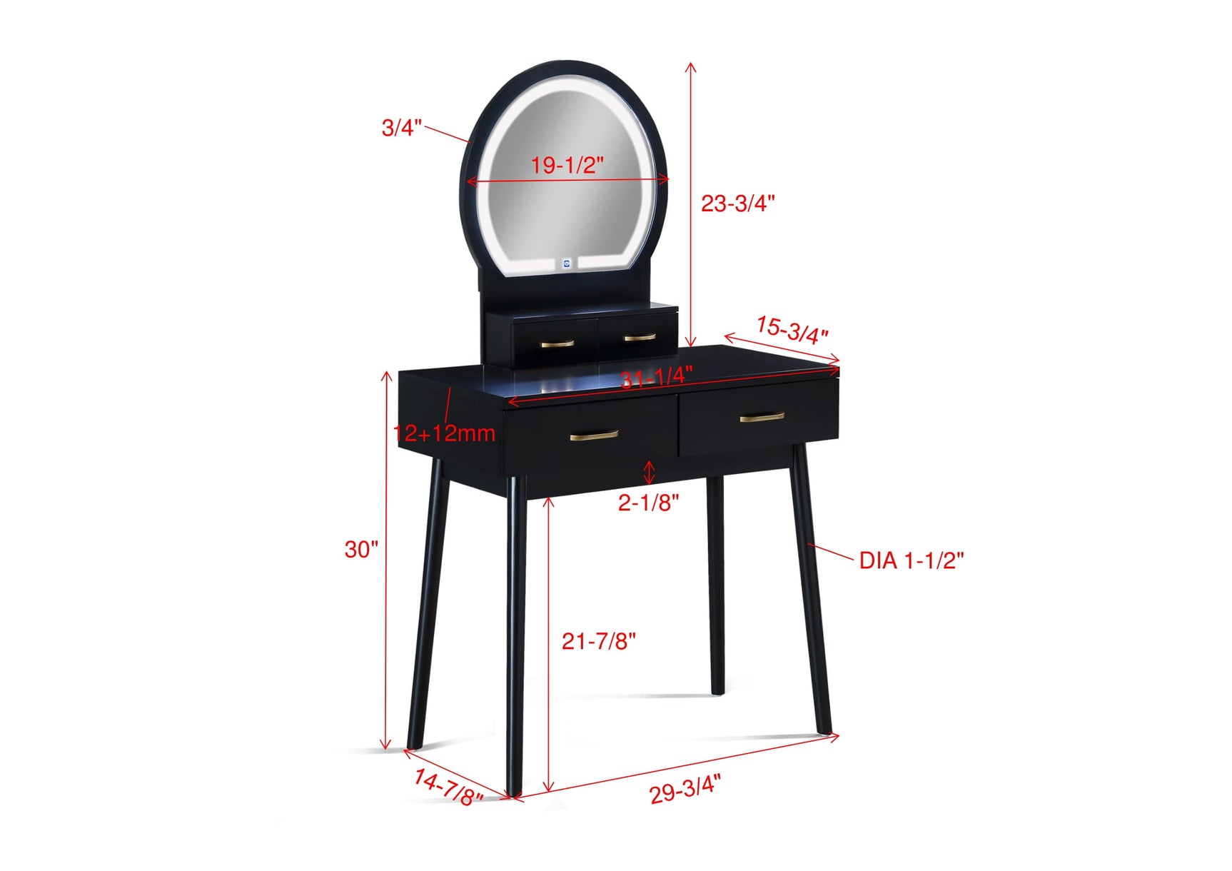 Cecilia Black Vanity Set