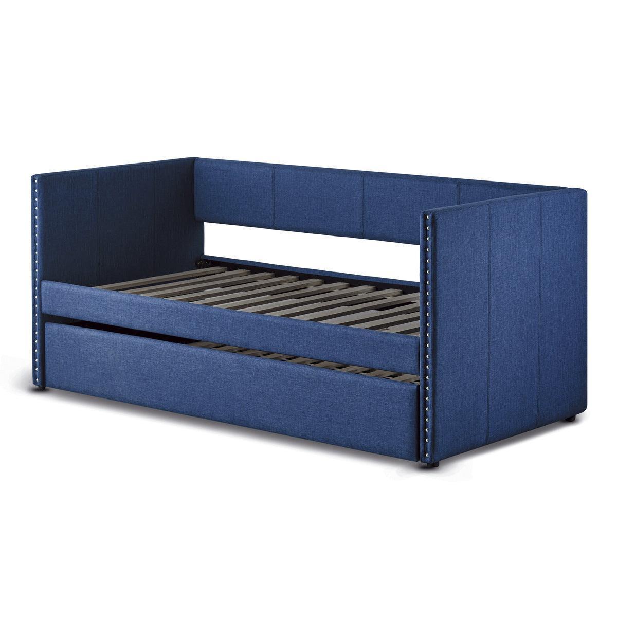 Therese Blue Upholstered Daybed with Trundle