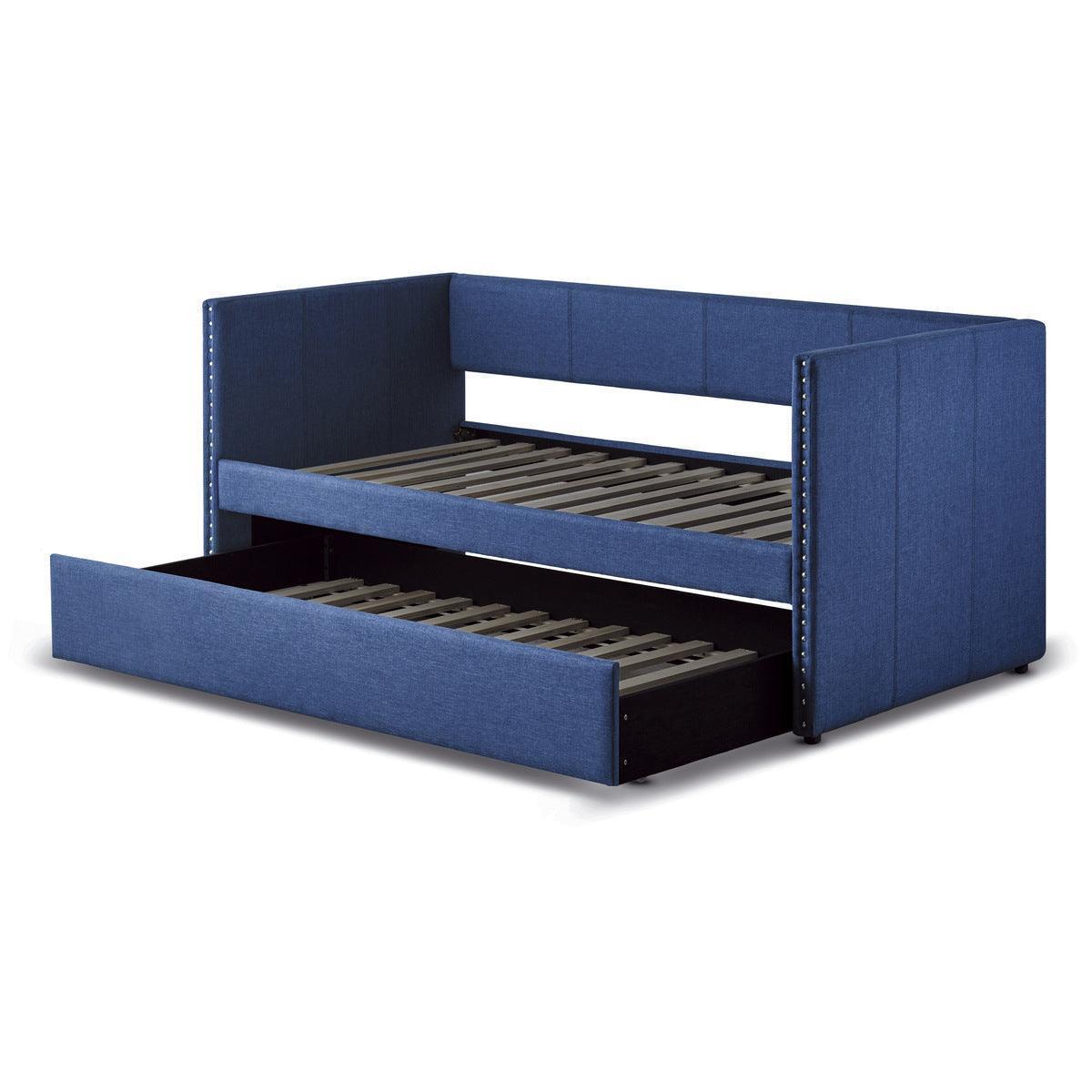 Therese Blue Upholstered Daybed with Trundle