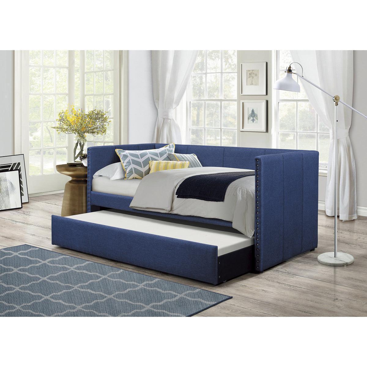 Therese Blue Upholstered Daybed with Trundle