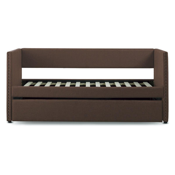 Therese Brown Upholstered Daybed with Trundle
