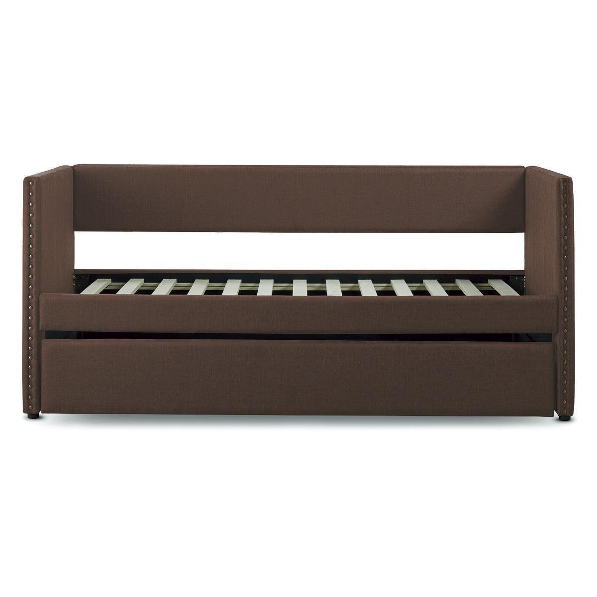 Therese Brown Upholstered Daybed with Trundle