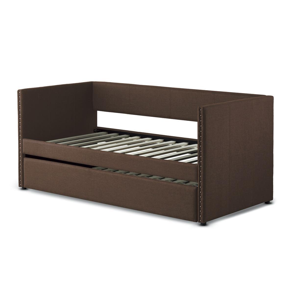 Therese Brown Upholstered Daybed with Trundle
